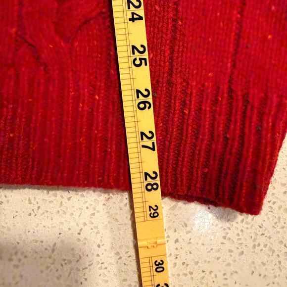 Cherokee Red Speckled Chunky Cable Knit Sweater Men Large Lambswool Fisherman - Picture 8 of 8
